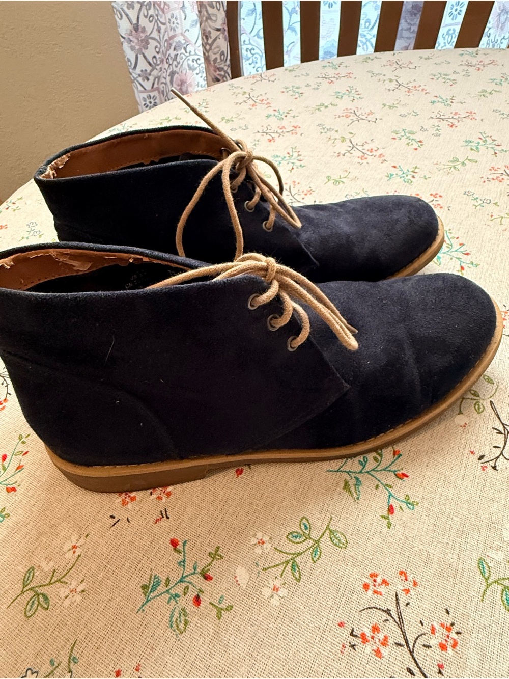 H&M Navy Suede Chukka Boots with Tan Laces